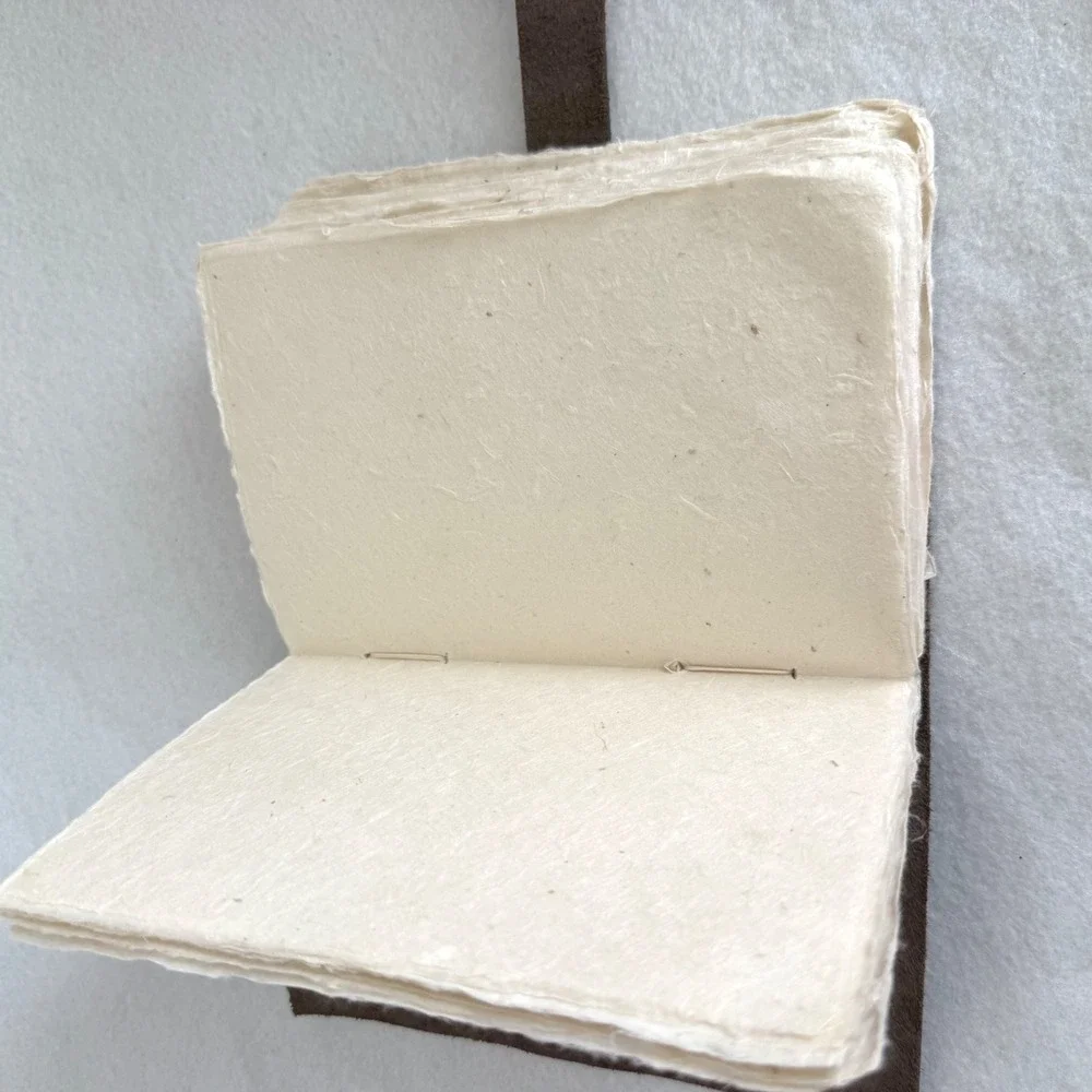Kathmandu Valley Co Leather Journal Lokta Paper Handmade Nepal Brown Suede 5.5x8
